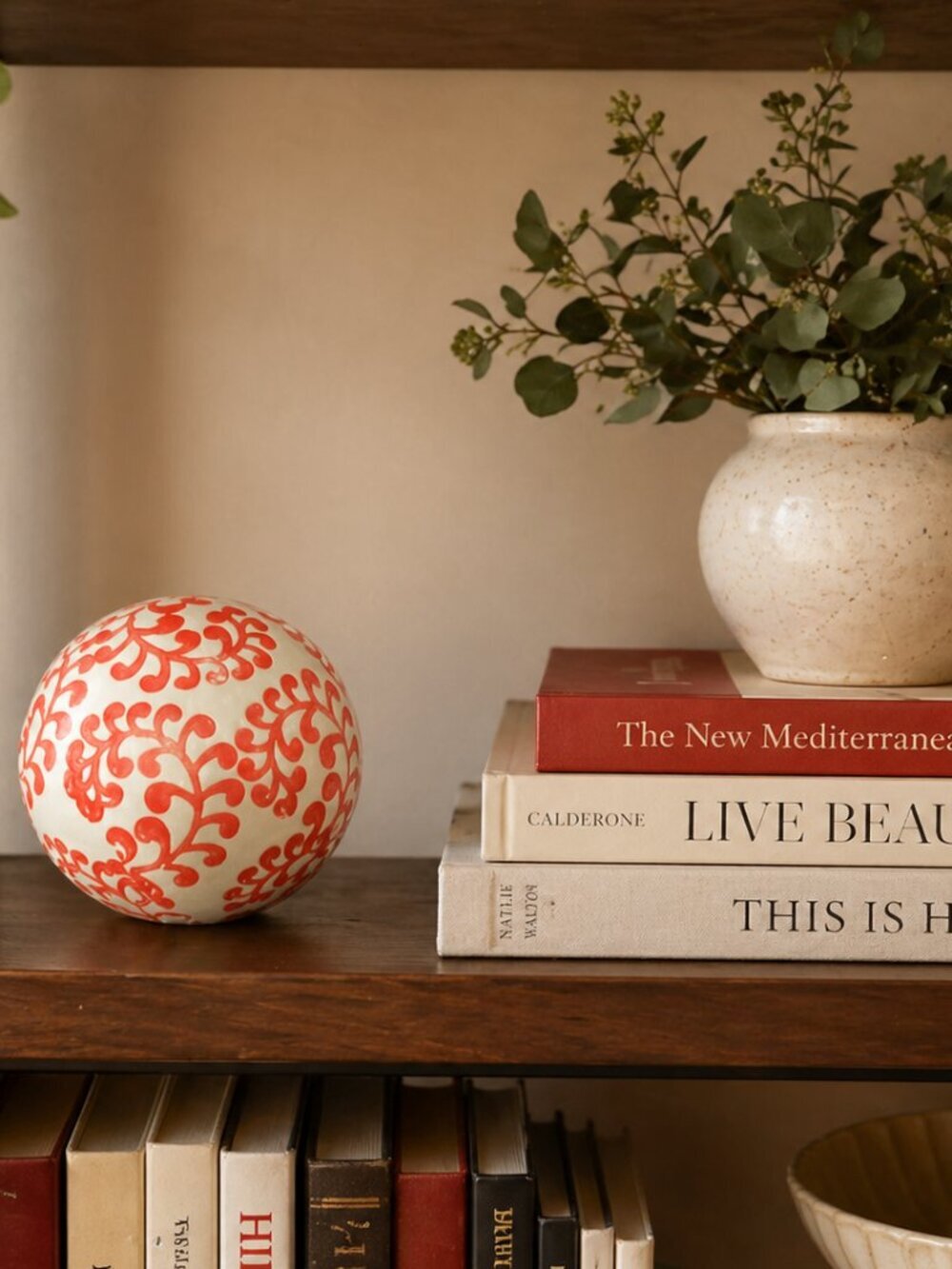 Orange Scroll Bookshelf Accent Decor